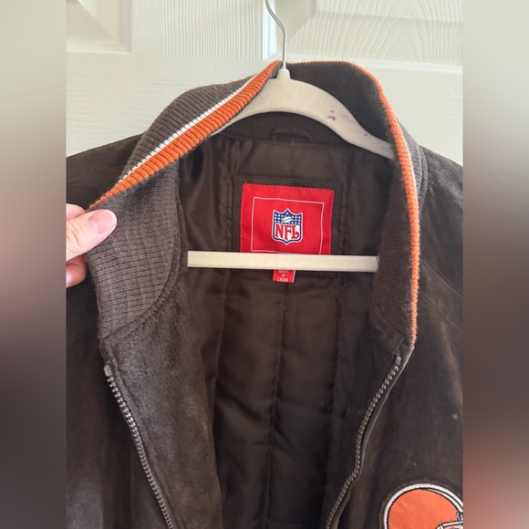 RARE Y2K VTG BY NFL CLEVELAND BROWNS MEN'S 100% LEATHER SUEDE JACKET XXL - Picture 9 of 9
